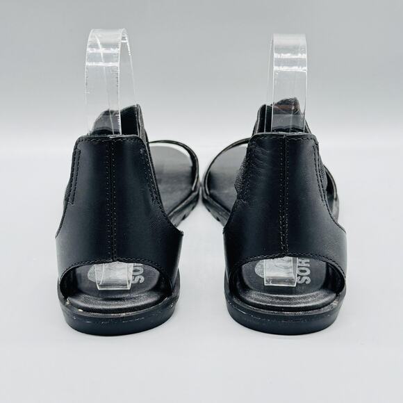 Sorel Sandals Women 8.5 Black Leather Elastic Criss Cross Slingback Flat Comfort - Picture 6 of 12